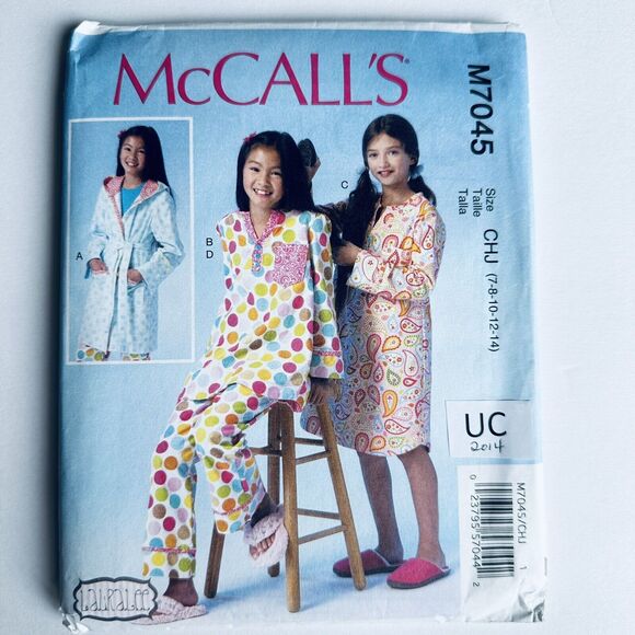 McCall 7045 Sewing Pattern Girls Robe Pattern Nightgown Pajamas Pattern  Sz 7-14 - Picture 1 of 2